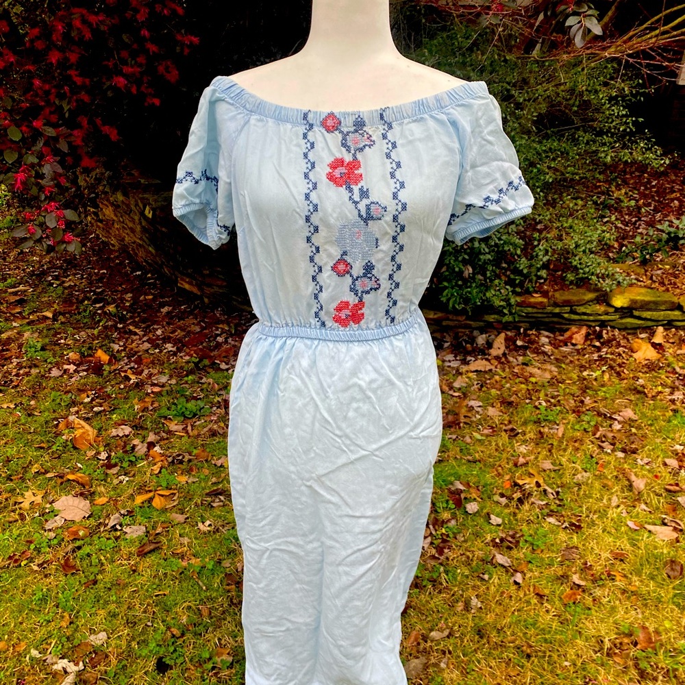Old Navy Chambray Embroidered Dress